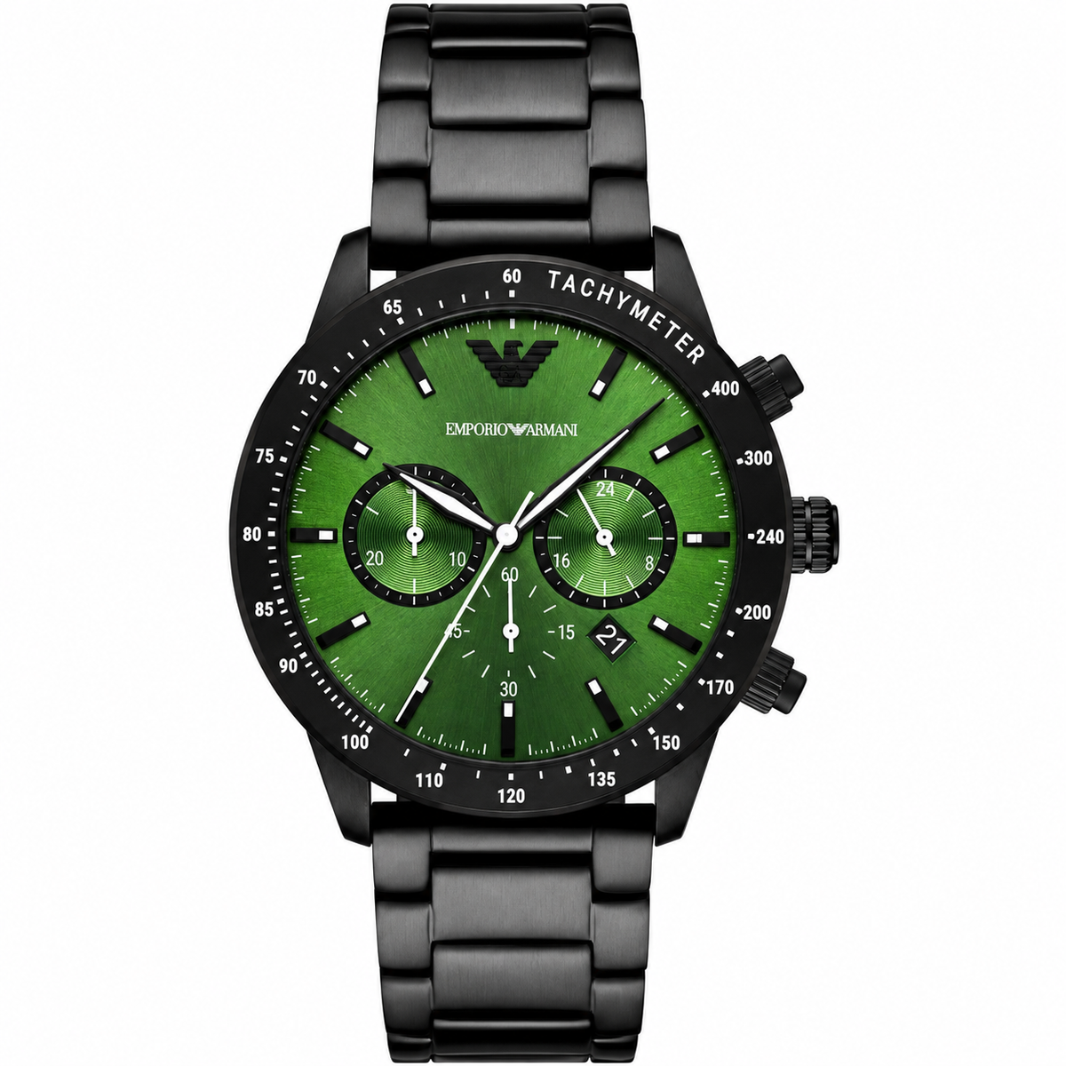 Emporio Armani 43mm Green Dial Black-Tone Chronograph Men's Watch AR11472