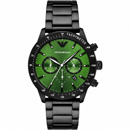 Emporio Armani 43mm Green Dial Black-Tone Chronograph Men's Watch AR11472