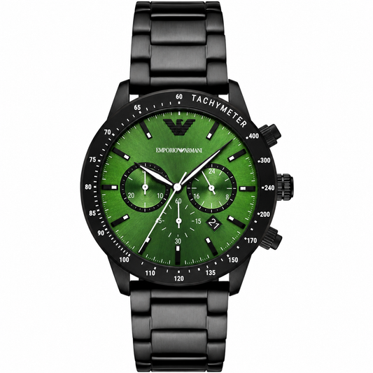 Emporio Armani 43mm Green Dial Black-Tone Chronograph Men's Watch AR11472