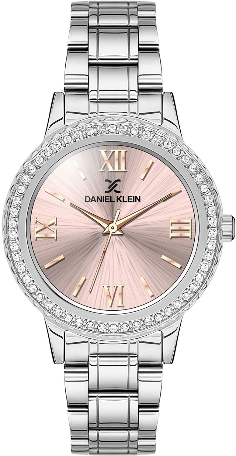 Daniel Klein Premium Pavé Pink Dial Silver Watch - DK.1.12922-6 Hoofdafbeelding
