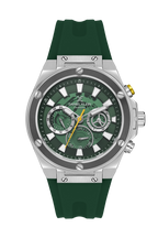 Daniel Klein Exclusive Green Skeleton Dial and Silicone Strap Silver Watch - DK.1.13889-2