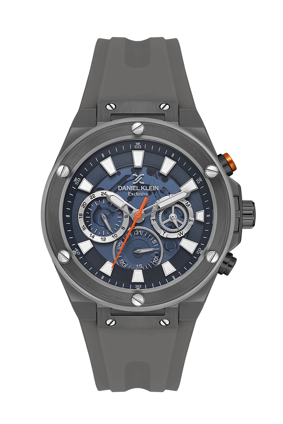 Daniel Klein Exclusive Blue Skeleton Dial Grey Silicone Strap Watch - DK.1.13889-3 Main image