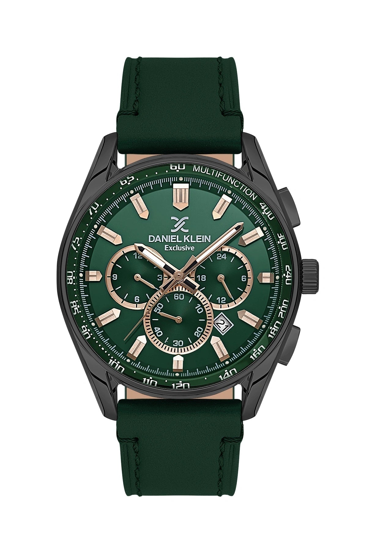 Daniel Klein Exclusive Green Dial Olive Genuine Leather Watch - DK.1.13902-5 Main image