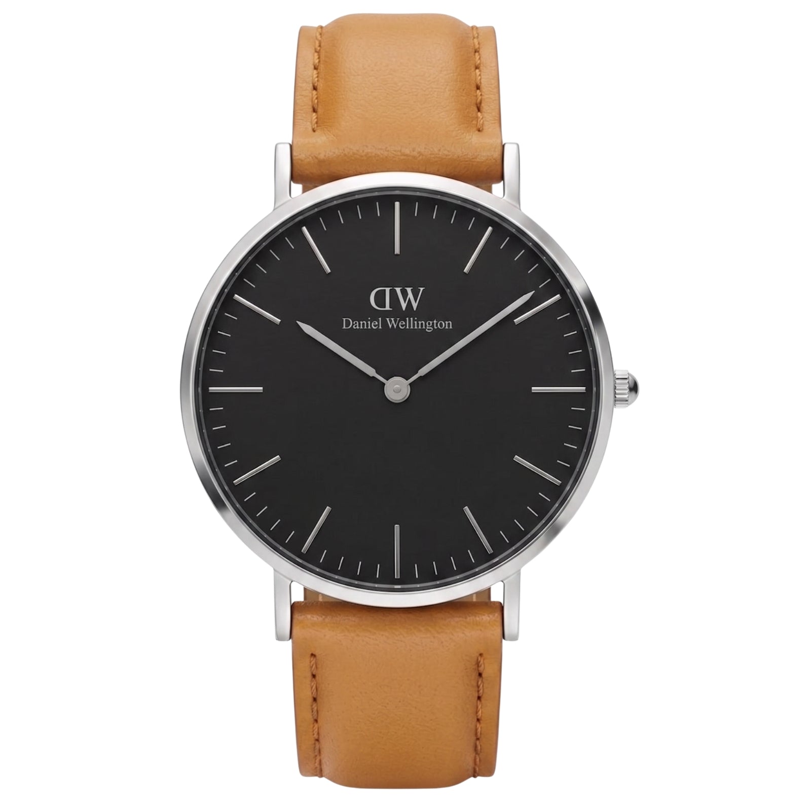 Daniel Wellington Durham 36mm Black Dial Brown Genuine Leather Silver Watch - DW00100144 Secundaire afbeelding