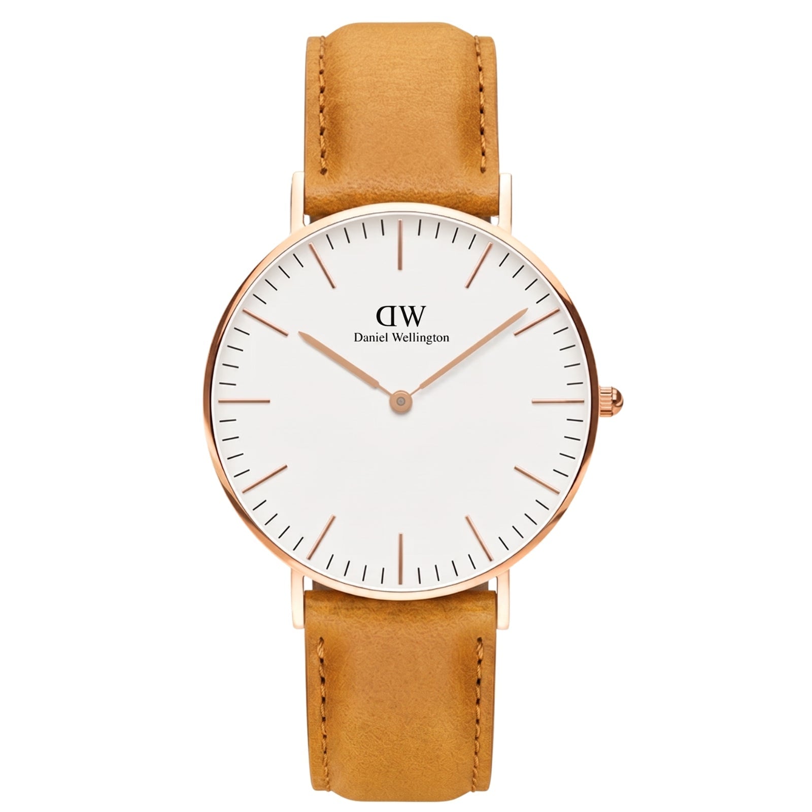 Daniel Wellington Durham 36mm Brown Genuine Leather Gold Watch - DW00100111 Hoofdafbeelding