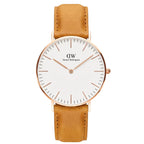 Daniel Wellington Durham 36mm Brown Genuine Leather Gold Watch - DW00100111