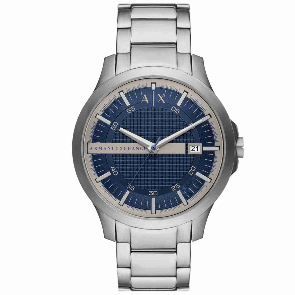 Armani Exchange Hampton Blue Dial Date Silver Watch - AX2451