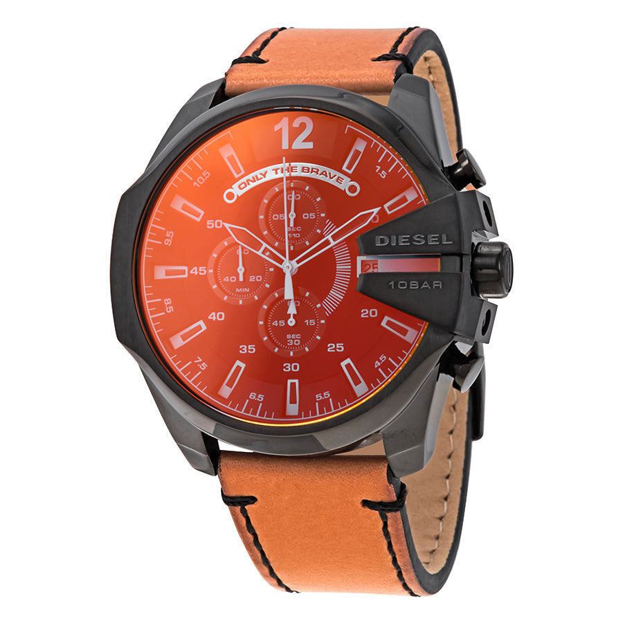 Diesel Mega Chief Men’s Chronograph Brown Leather Black Case Watch DZ4476 Main image