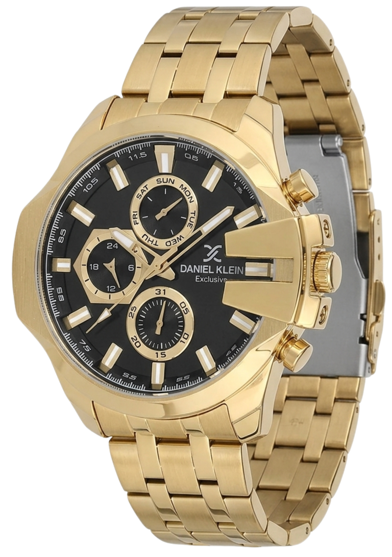 Daniel Klein Exclusive Multifunction Black Dial Gold Watch - DK.1.13848-5 Hoofdafbeelding