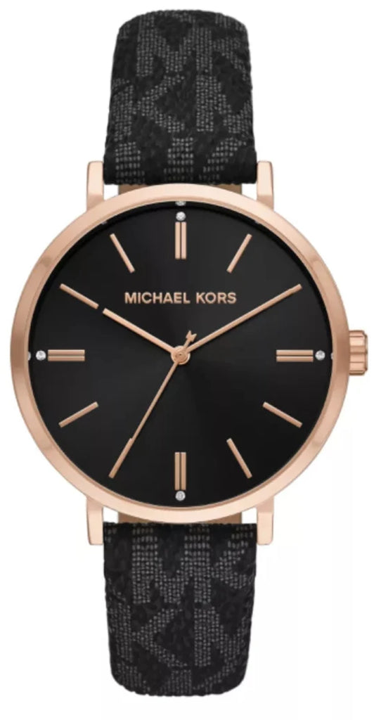Michael Kors Addyson Three-Hand Black Gebuine Leather Women's Watch - MK2948 Main image