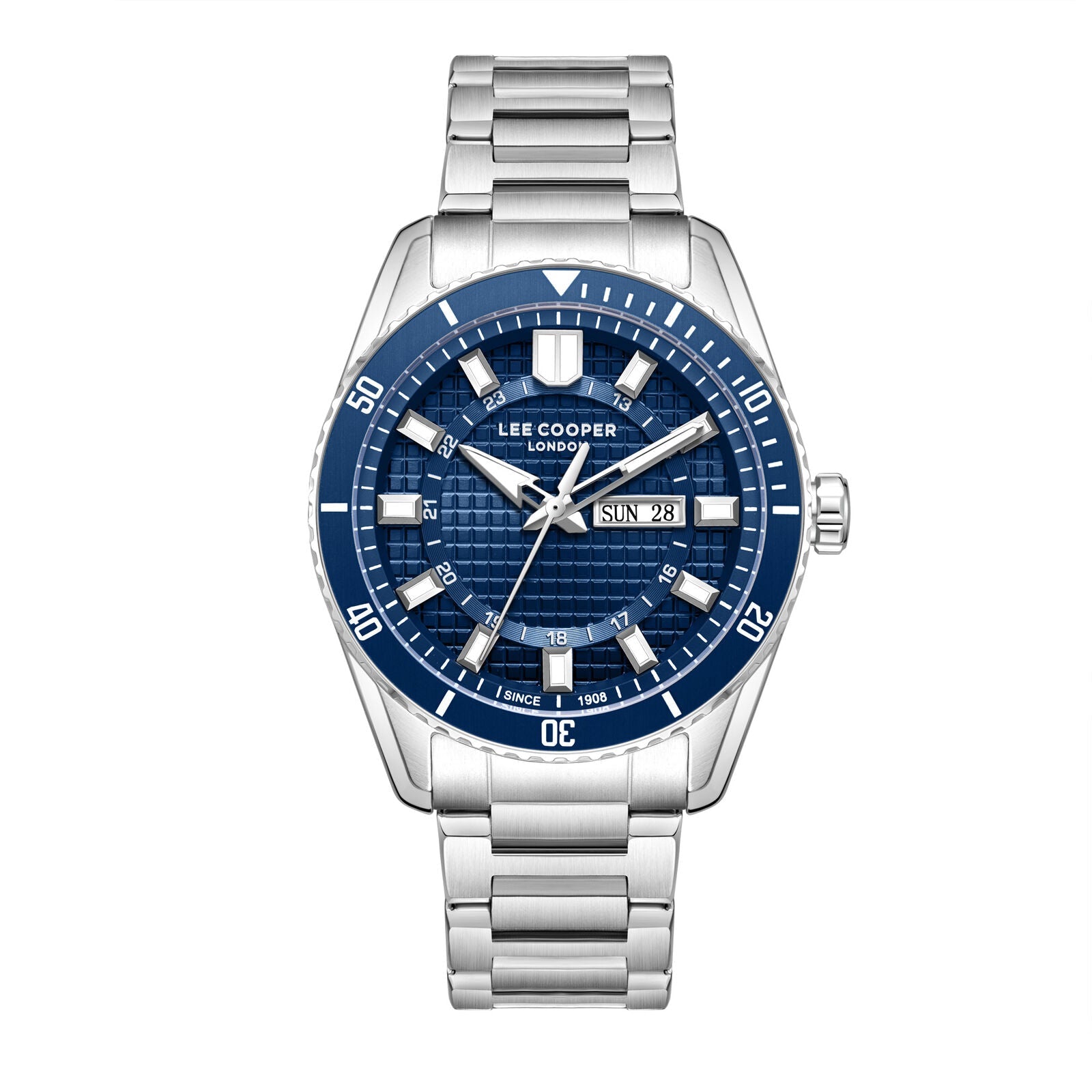 Lee Cooper Donald Day Date Window Blue Dial Silver Watch - LC08314.390 Main image