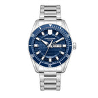 Lee Cooper Donald Day Date Window Blue Dial Silver Watch - LC08314.390
