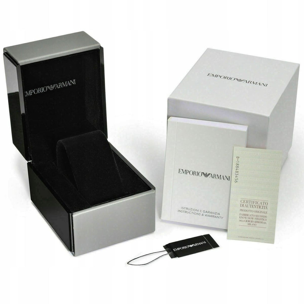 Emporio Armani Classic Chronograph White Dial Black Genuine Leather Men's Watch - AR1807