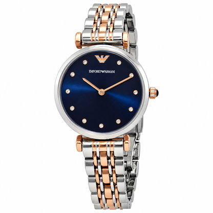 Emporio Armani 32mm Blue Dial Stainless Steel Crystal Women's Watch AR11092
