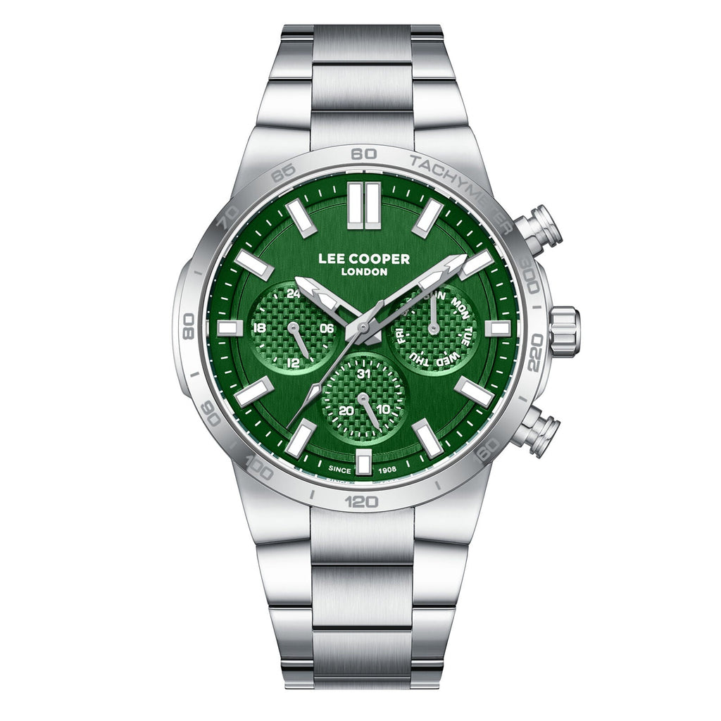 Lee Cooper Chronograph Green Dial Silver Watch - LC08293.370
