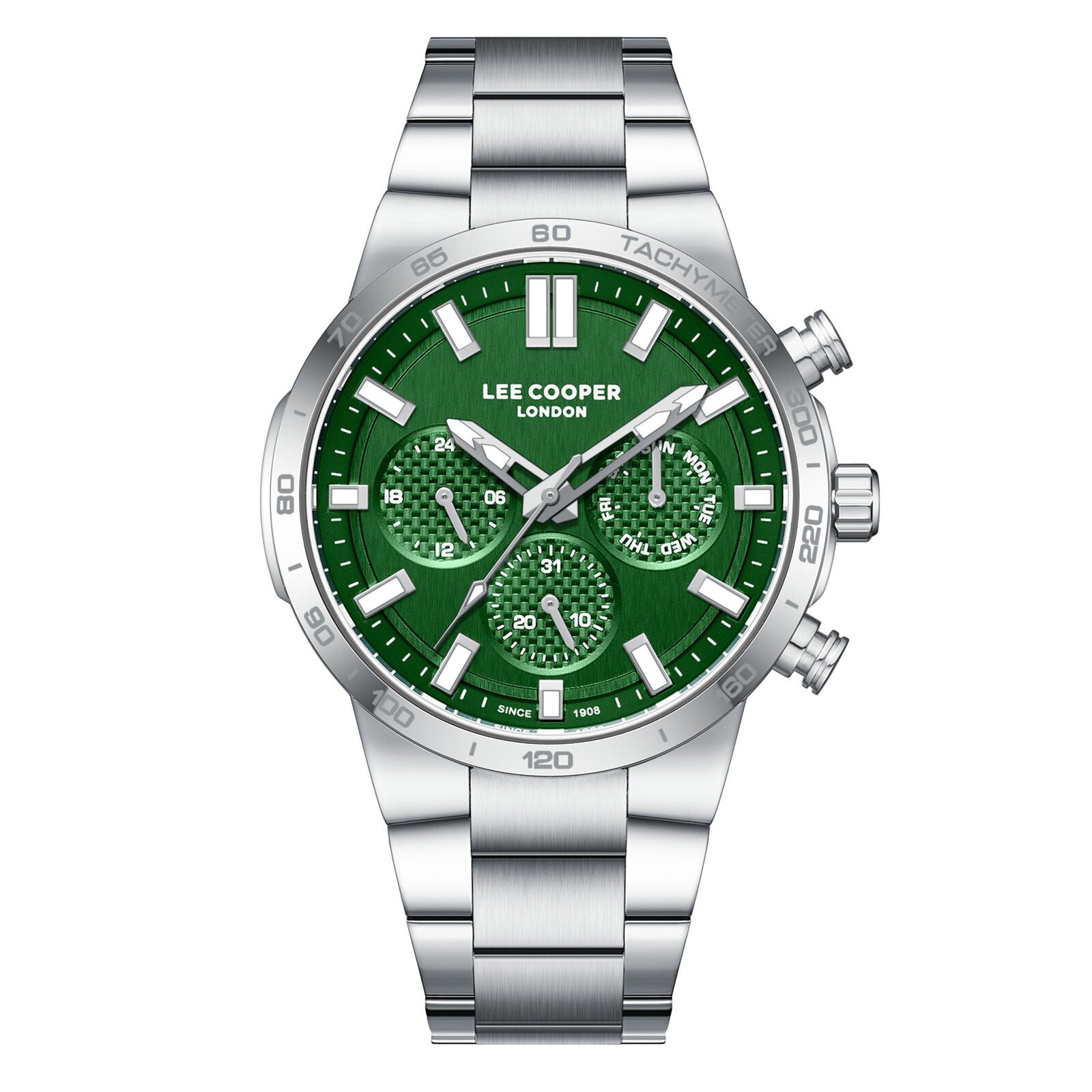 Lee Cooper Chronograph Green Dial Silver Watch - LC08293.370