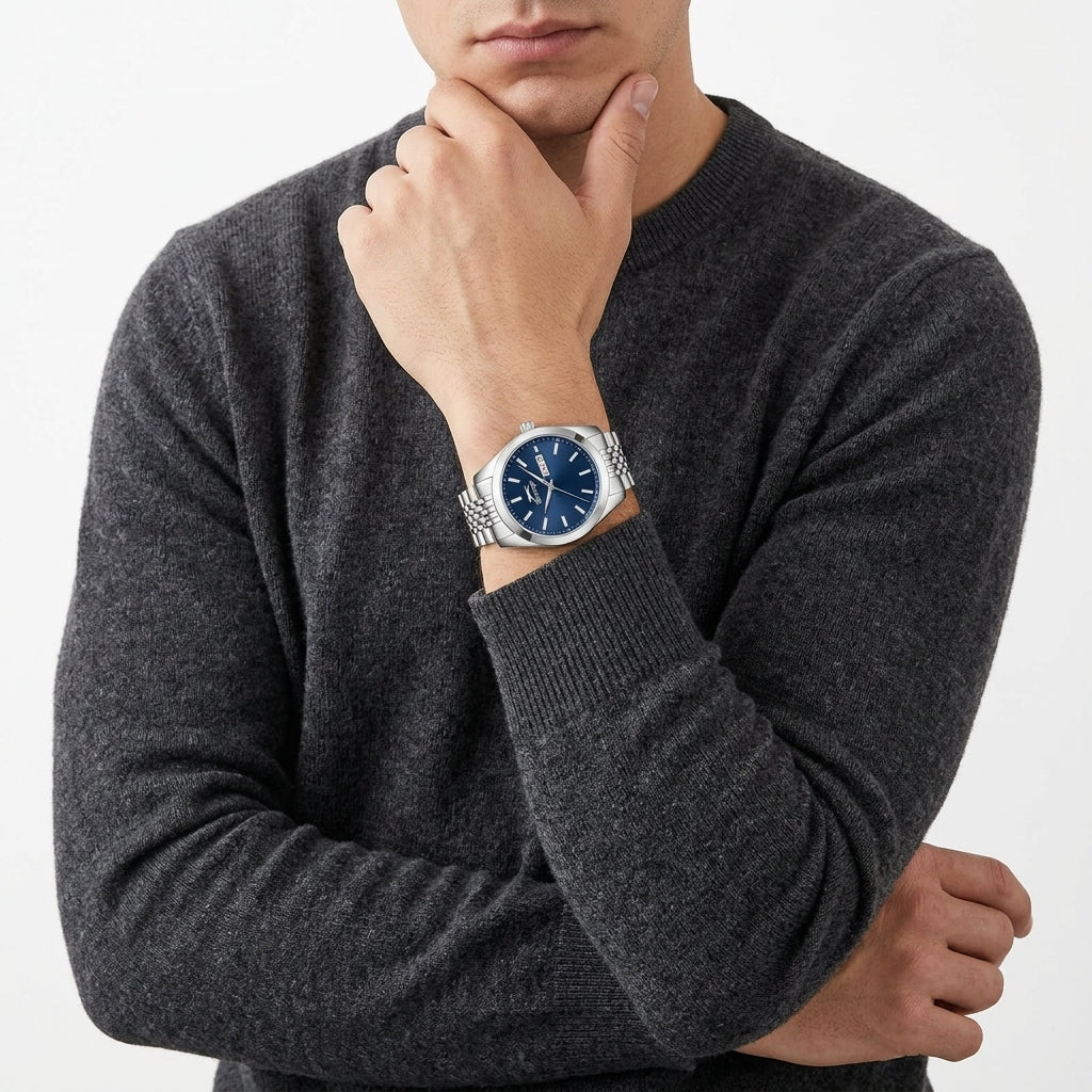 Slazenger 41mm Blue Dial Silver-Tone Date Men's Watch SL.9.2579.1.390