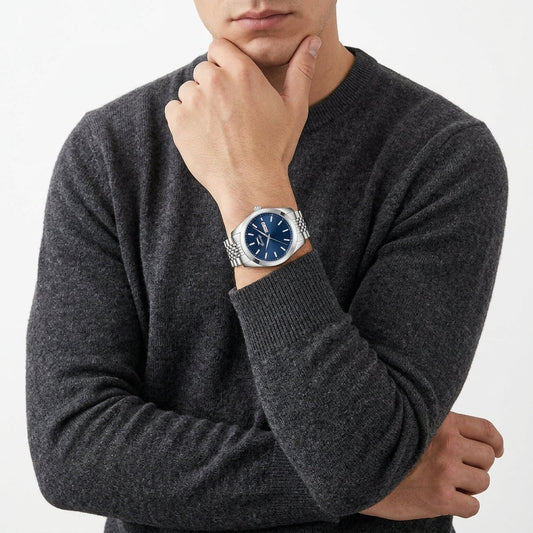 Slazenger 41mm Blue Dial Silver-Tone Date Men's Watch SL.9.2579.1.390