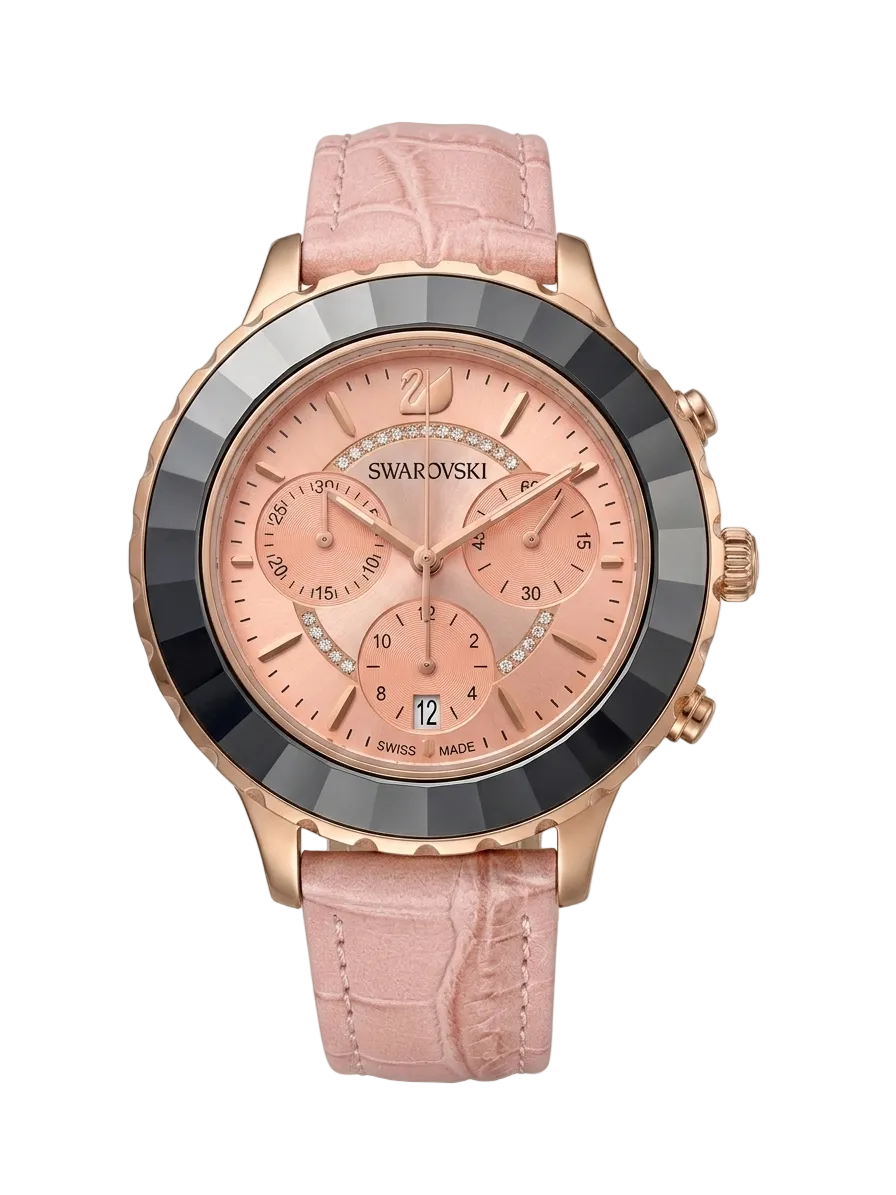 Swarovski Octea Lux Chrono Nude-Pink Tone Leather Strap Women's Watch 5452501 Main image