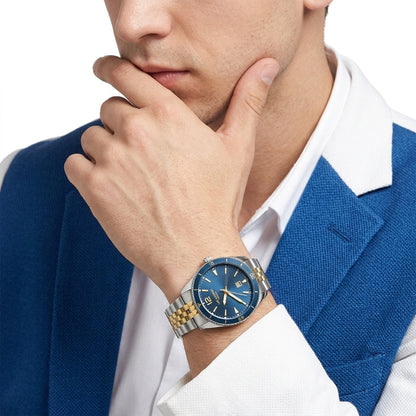 Lee Cooper Oswin 42mm Blue Dial Two-Tone Date Men's Watch LC08281.290