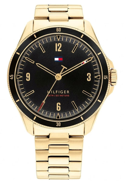 Tommy Hilfiger Maverick 42mm Black Dial Gold-Tone Men's Watch 1791903