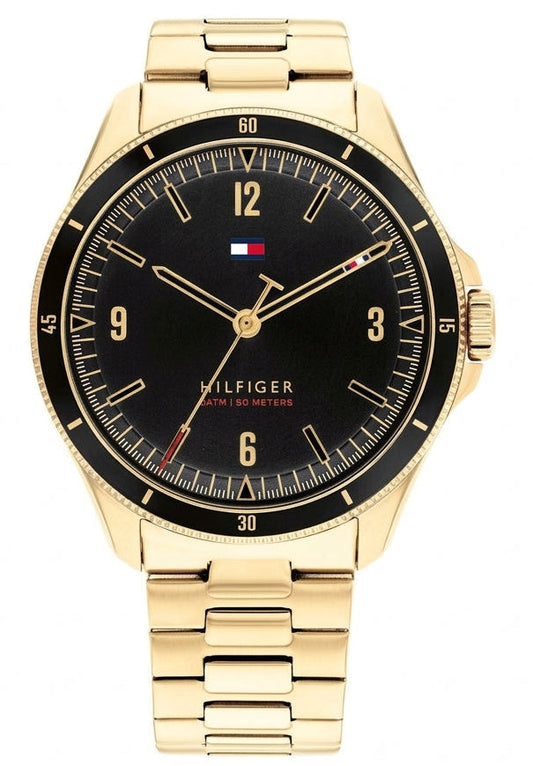 Tommy Hilfiger Maverick 42mm Black Dial Gold-Tone Men's Watch 1791903