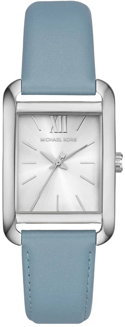 Michael Kors Petite Monroe 27mm Silver-Tone Leather Women's Watch MKO1061