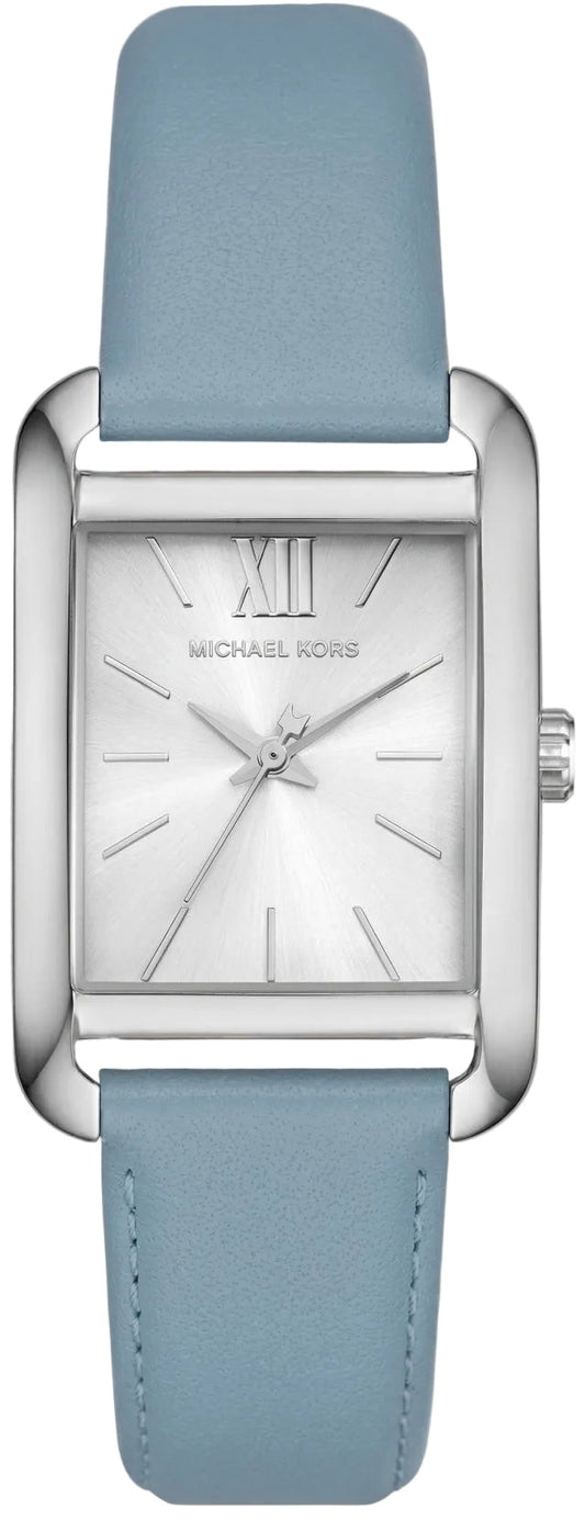 Michael Kors Petite Monroe 27mm Silver-Tone Leather Women's Watch MKO1061
