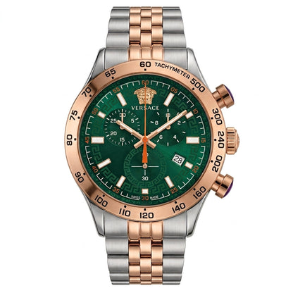 Versace Hellenyium 44mm Green Dial Stainless Steel Chronograph Men's Watch VE2U00924