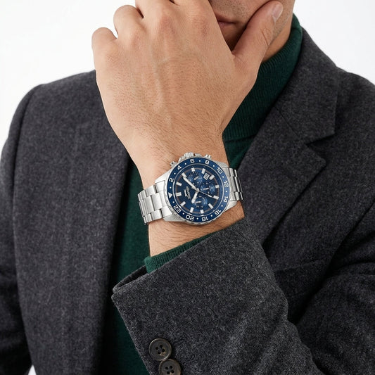Slazenger 42mm Blue Dial Silver-Tone Multifunction Men's Watch SL.09.2552.2.02