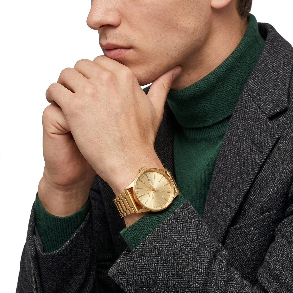 Nixon Sentry 42mm Gold Dial Gold-Tone Men's Watch A356-502
