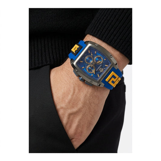 Versace Dominus 42mm Blue Dial Blue Silicone Chronograph Men's Watch VE6H00323