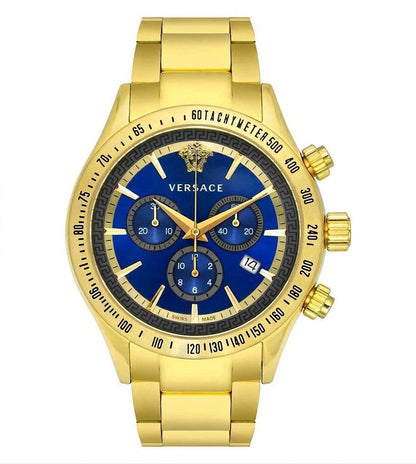 Versace 43mm Blue Dial Gold-Tone Chronograph Men's Watch VEV700619