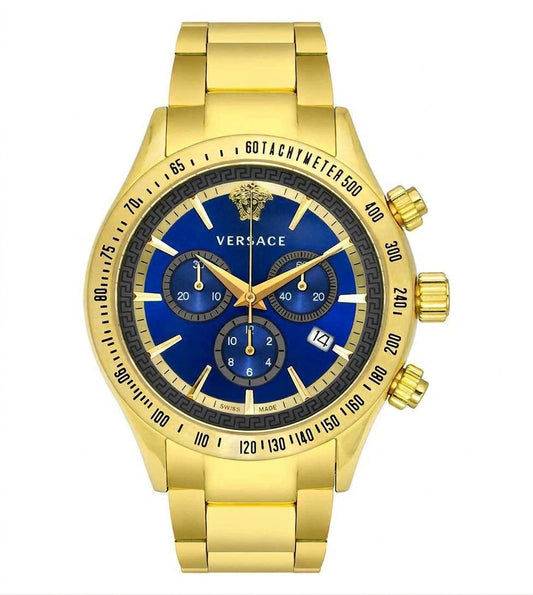 Versace 43mm Blue Dial Gold-Tone Chronograph Men's Watch VEV700619