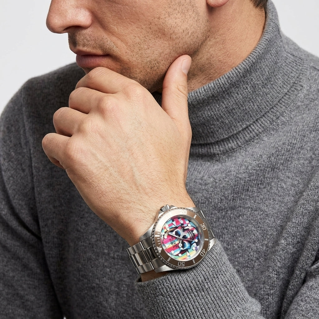 Invicta Pop Art 40mm Multicolour Dial Silver-Tone Men's Watch IN49060