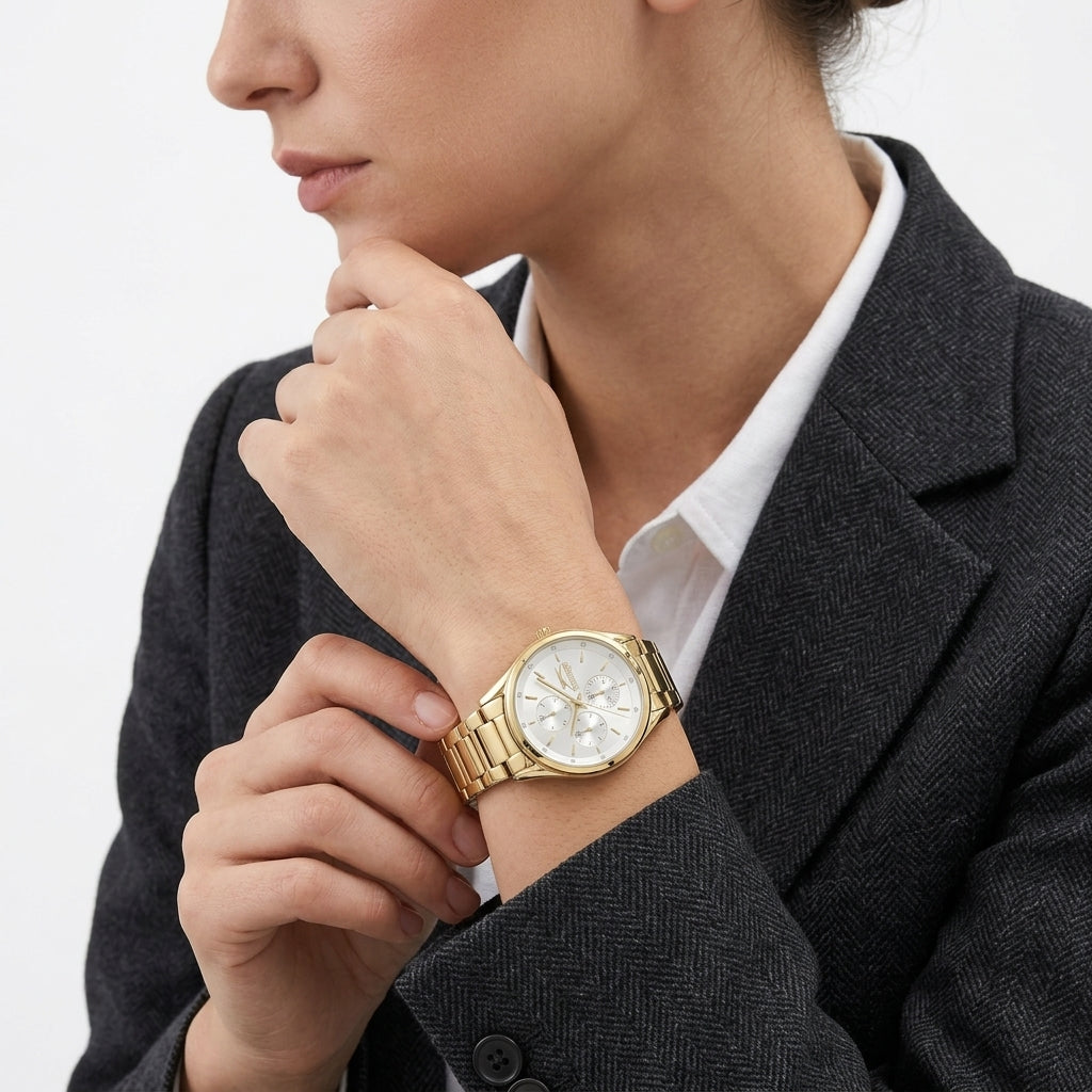 Slazenger Carolina 36mm Silver Dial Gold-Tone Multifunction Women's Watch SL.09.2229.4.05