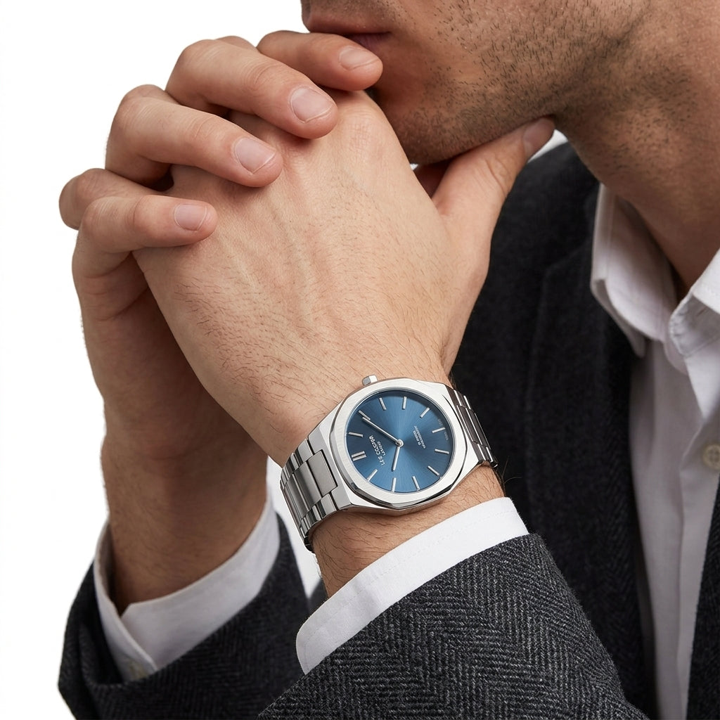 Lee Cooper 41mm Blue Dial Silver-Tone Men's Watch LC08275.390