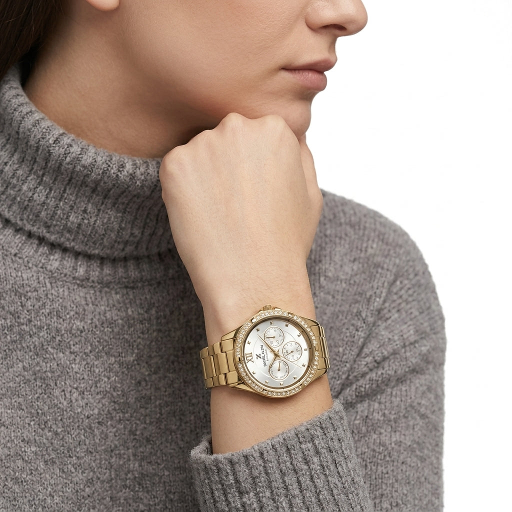 Daniel Klein Exclusive 36mm Silver Dial Gold-Tone Multifunction Unisex Watch DK.1.12915-2