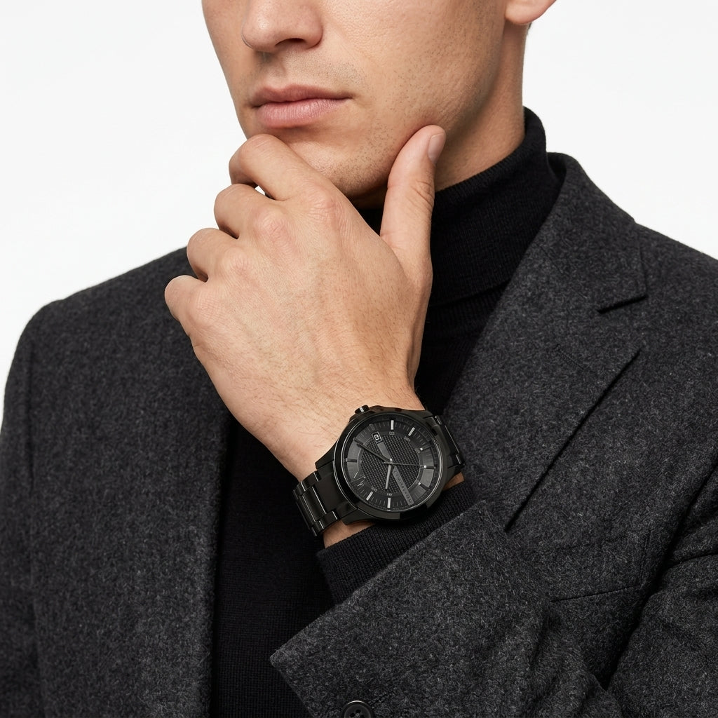 Armani Exchange Hampton 46mm Black Dial Black-Tone Men's Watch AX2104