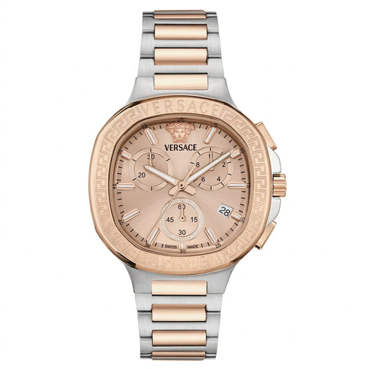 Versace V-Chrono 40mm Rose Gold Dial Stainless Steel Chronograph Unisex Watch VEVCA0524