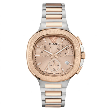 Versace V-Chrono 40mm Rose Gold Dial Stainless Steel Chronograph Unisex Watch VEVCA0524