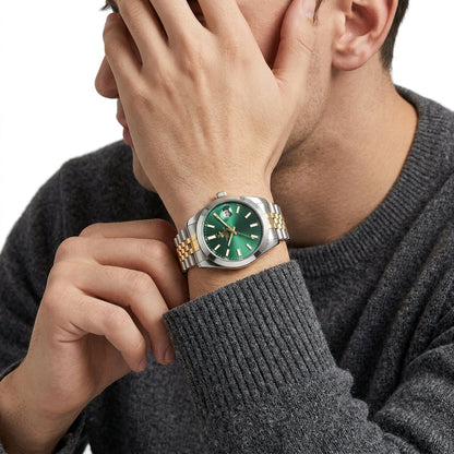Beverly Hills Polo Club 41mm Green Dial Two-Tone Date Men's Watch BP3810X.570