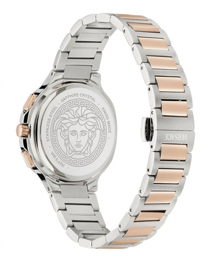 Versace V-Chrono 40mm Rose Gold Dial Stainless Steel Chronograph Unisex Watch VEVCA0524
