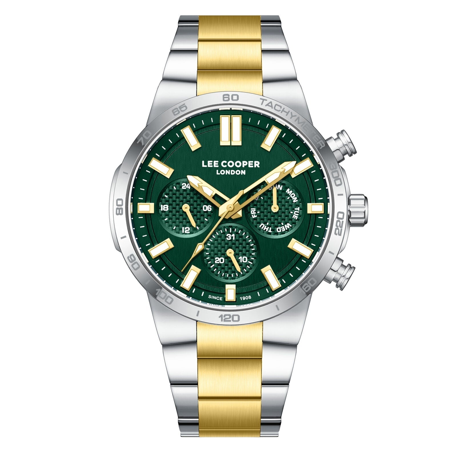 Lee Cooper Chronograph Green Dial Two Tone Watch - LC08293.270 Main image