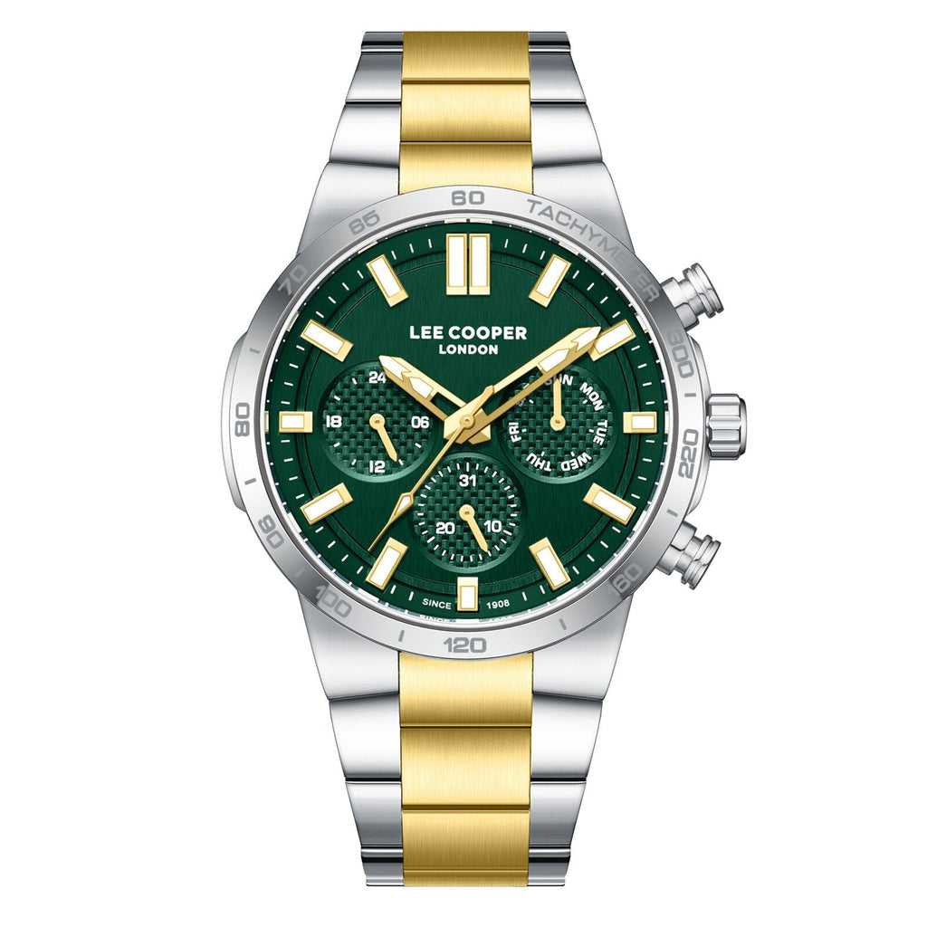 Lee Cooper Chronograph Green Dial Two Tone Watch - LC08293.270