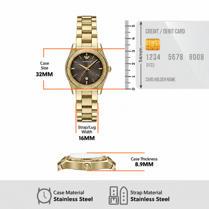 Emporio Armani 32mm Brown Dial Gold-Tone Unisex Watch AR11700