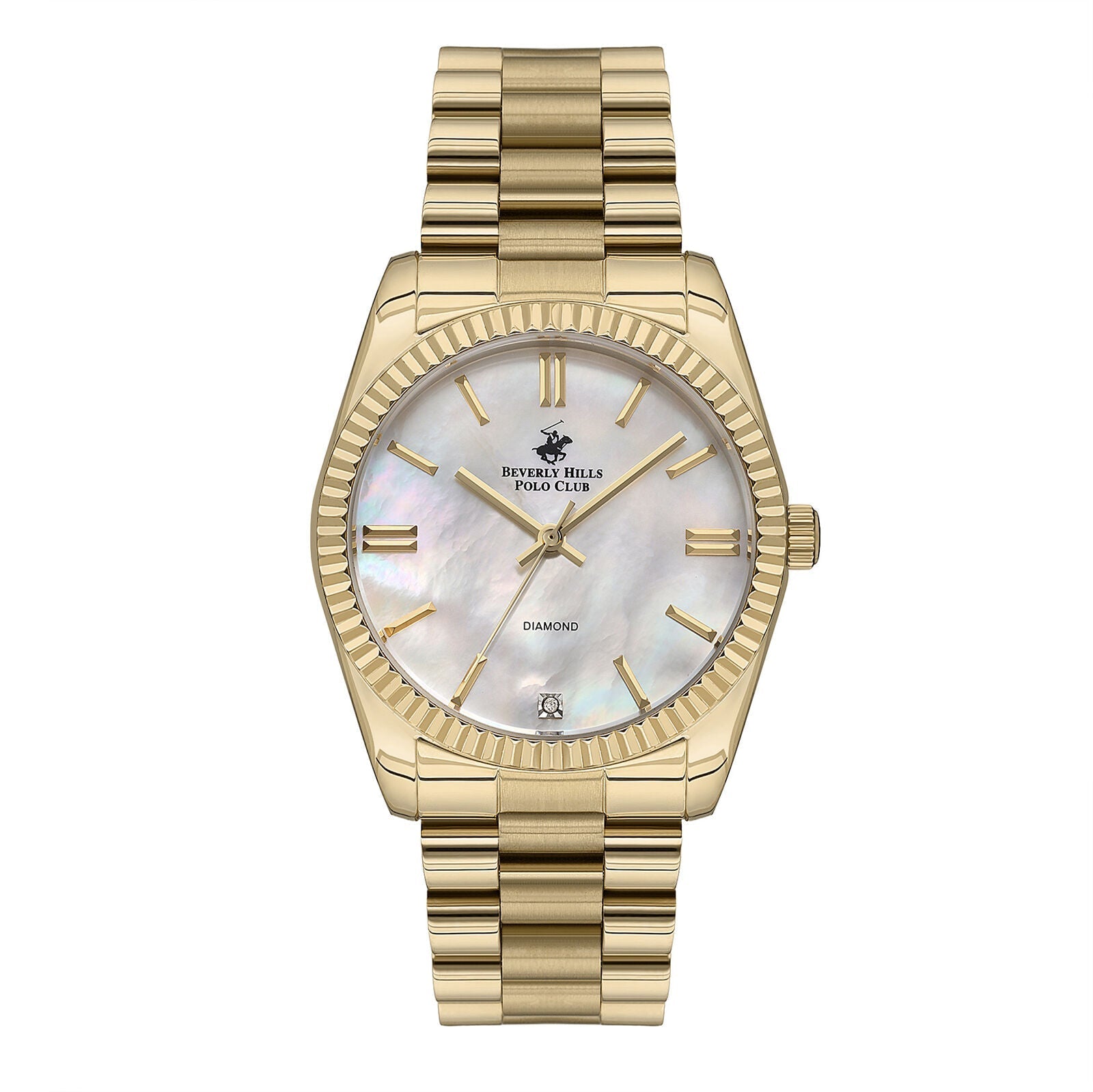 Beverly Hills Polo Club All Gold Mother Pearl Diamond Watch BP3172C.121 Hoofdafbeelding