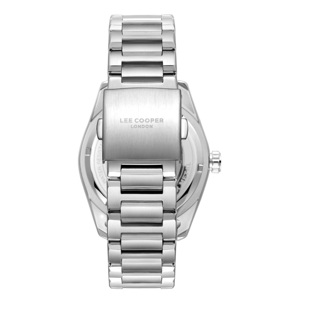 Lee Cooper Donald Day Date Window Blue Dial Silver Watch - LC08314.390