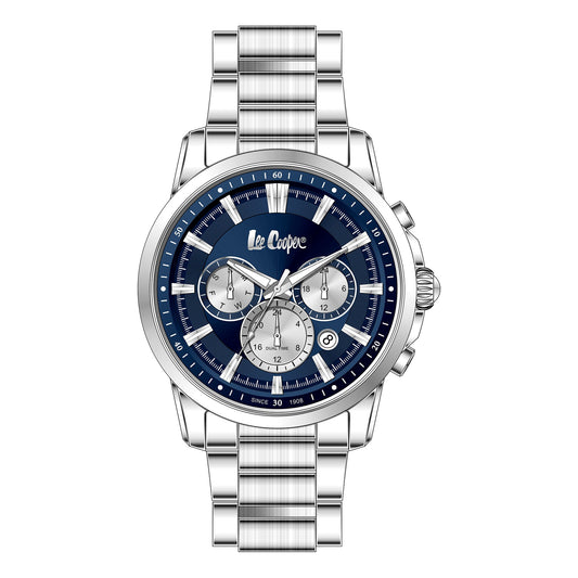 Lee Cooper Malo 43mm Blue Dial Silver-Tone Multifunction Unisex Watch LC08068.390