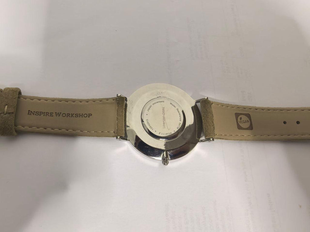 Lorenzen Dilimi Slim White Dial Beige Suede Strap Men's Watch (Pre-Owned)
